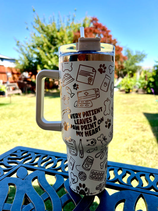 Cream and Gold Vet Tech Tumbler