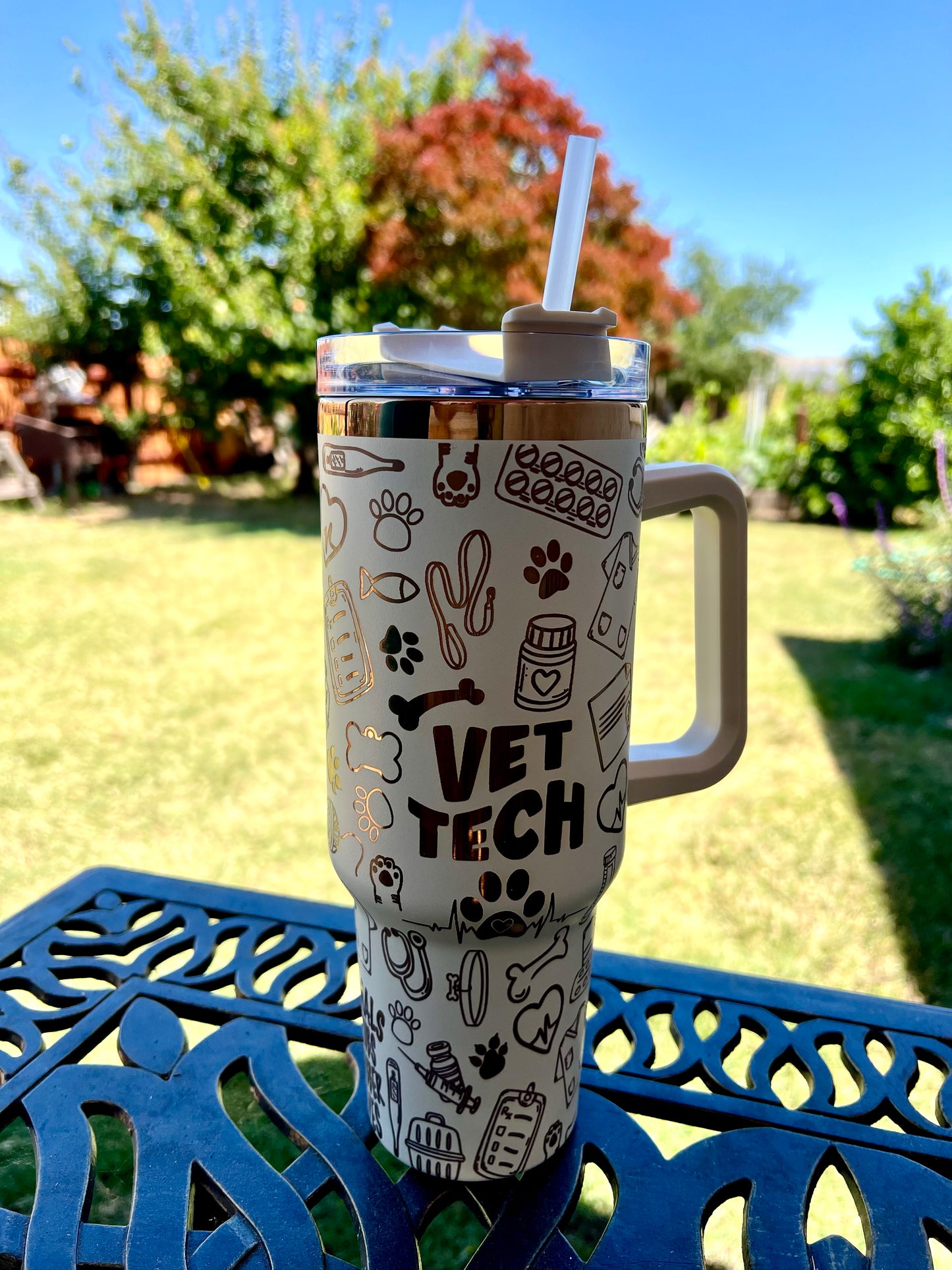 Cream and Gold Vet Tech Tumbler