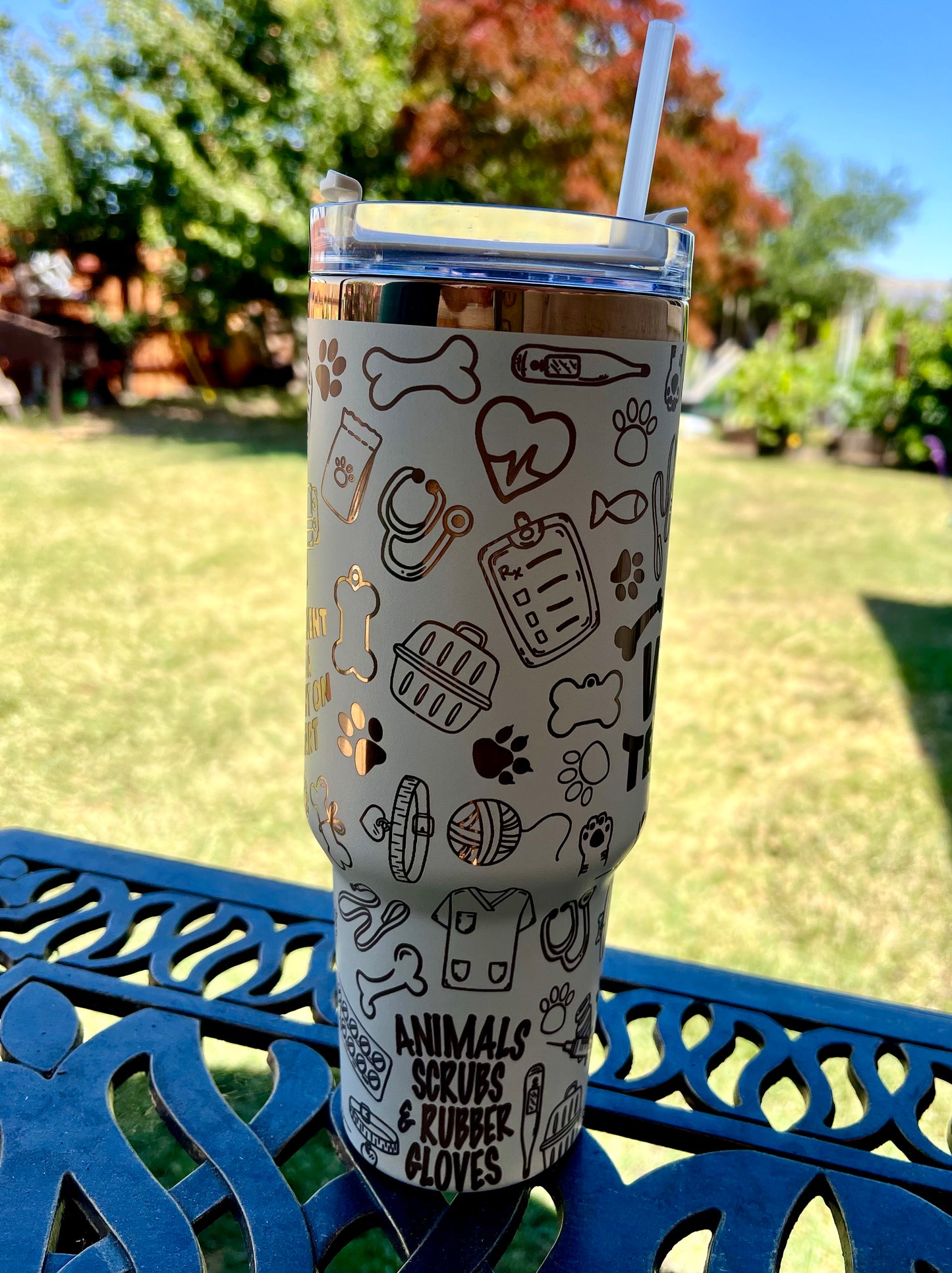 Cream and Gold Vet Tech Tumbler