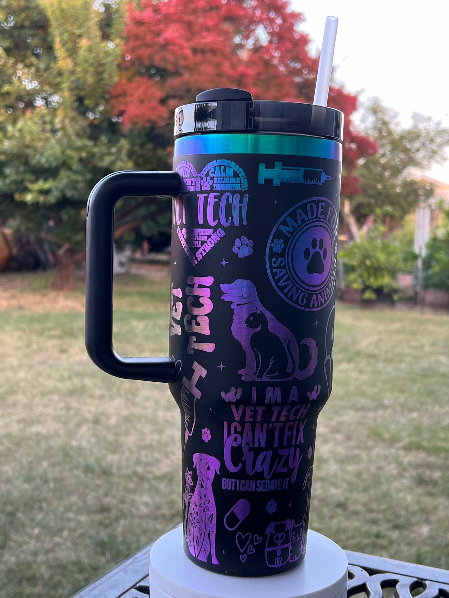 Vet Tech Black and Rainbow Tumbler