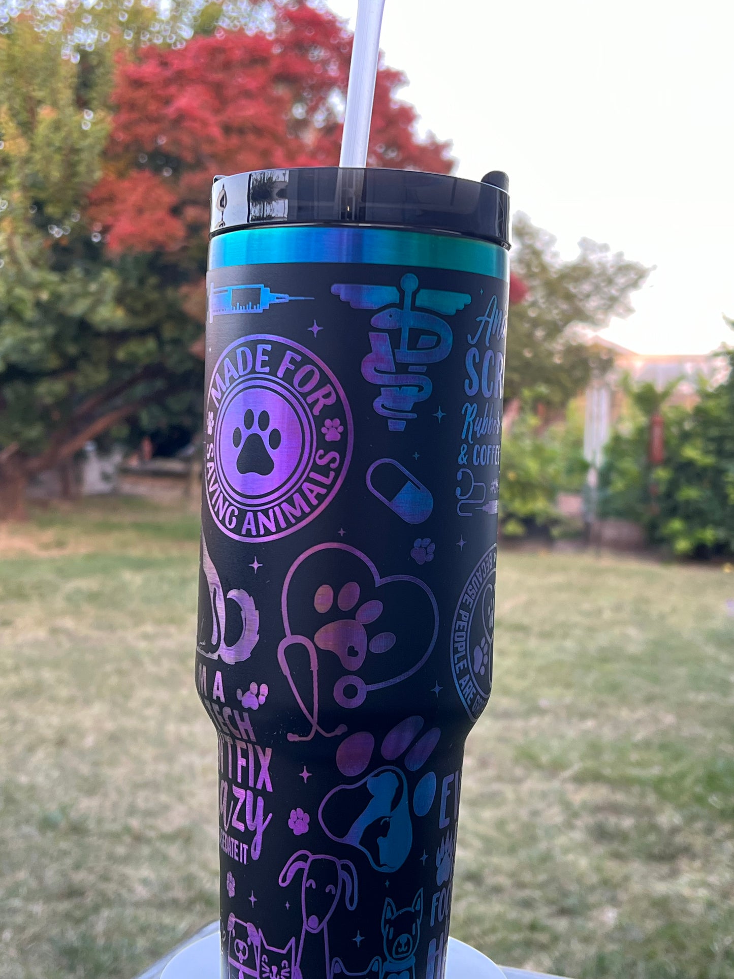 Vet Tech Black and Rainbow Tumbler
