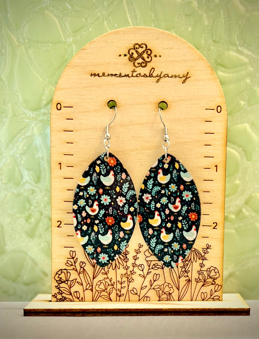 Large Chicken Dangle Earrings