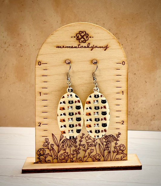 Oval Ivory Cat Face Dangle Earrings