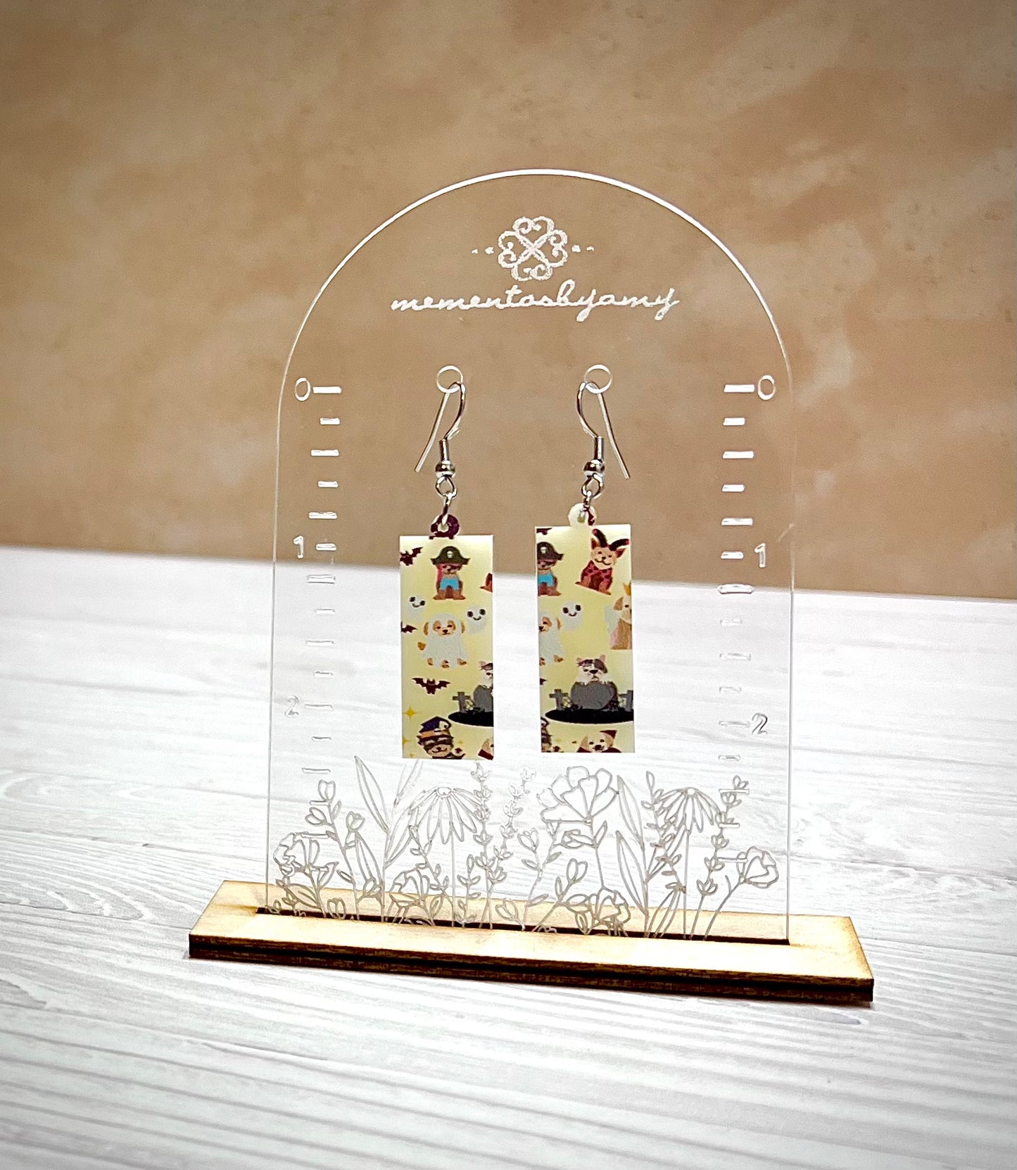 Halloween Dogs Rectangle Earrings