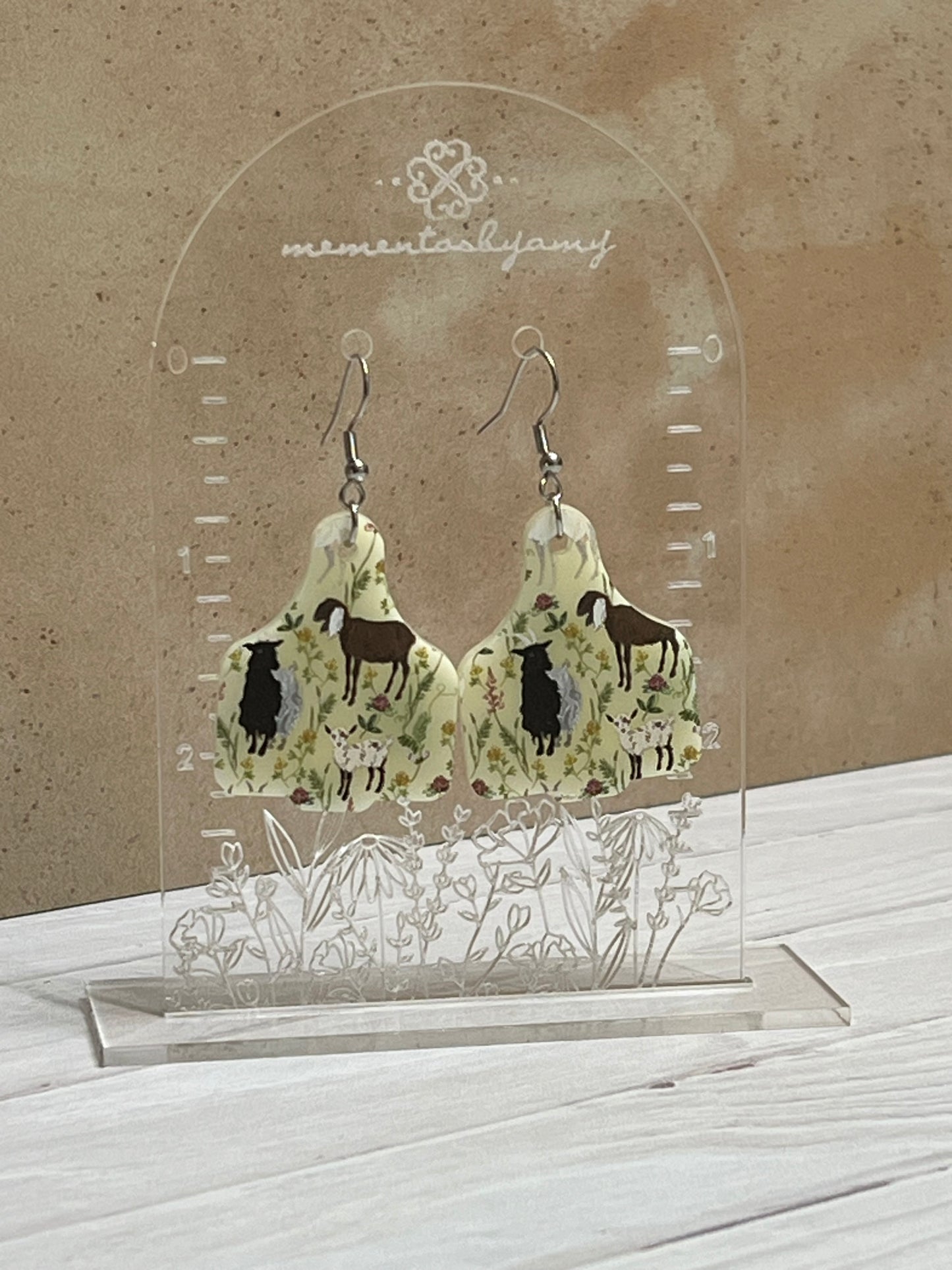 Ear Tag Dangle Earring - Goat Design