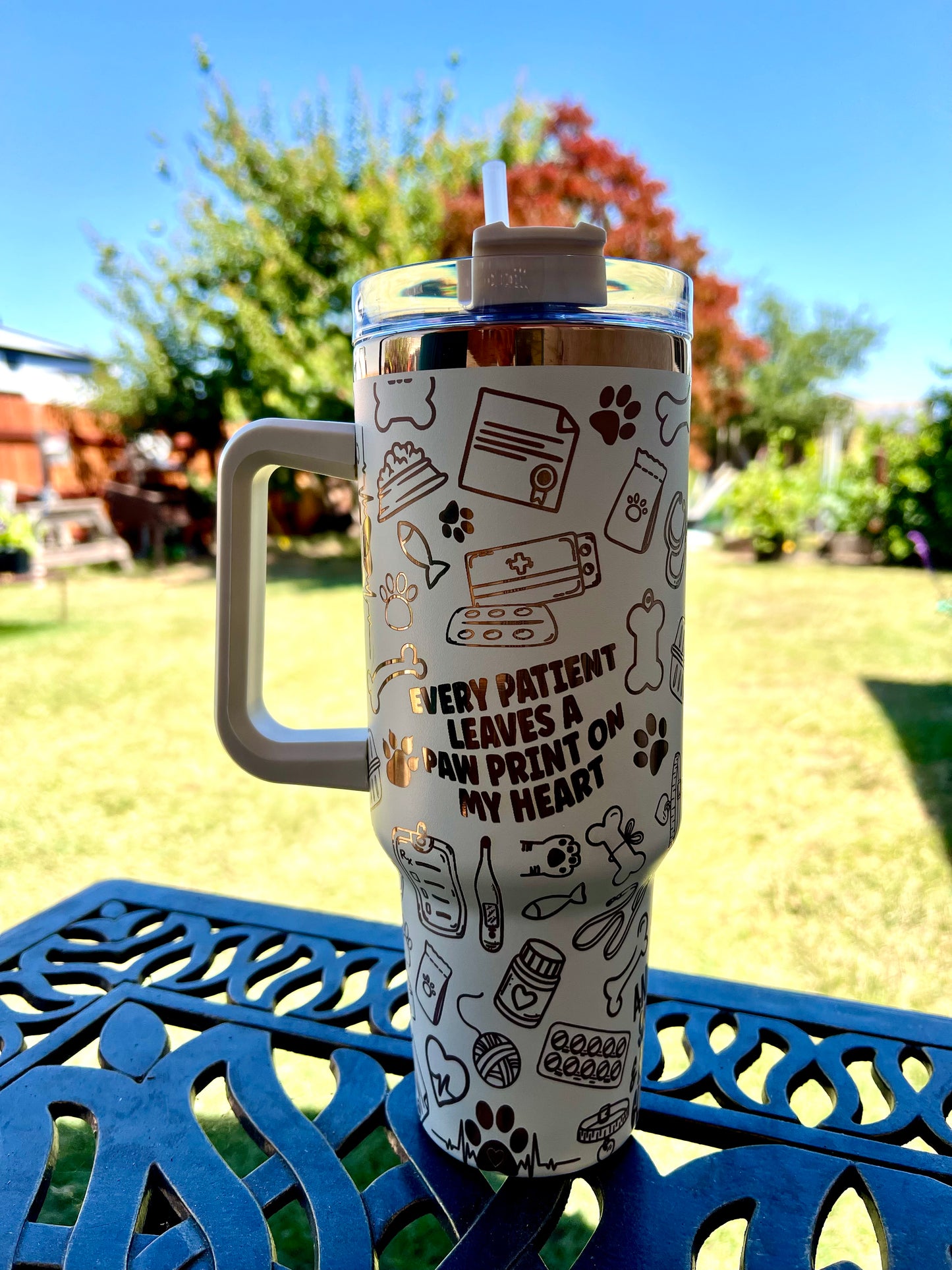 Cream and Gold Vet Tech Tumbler