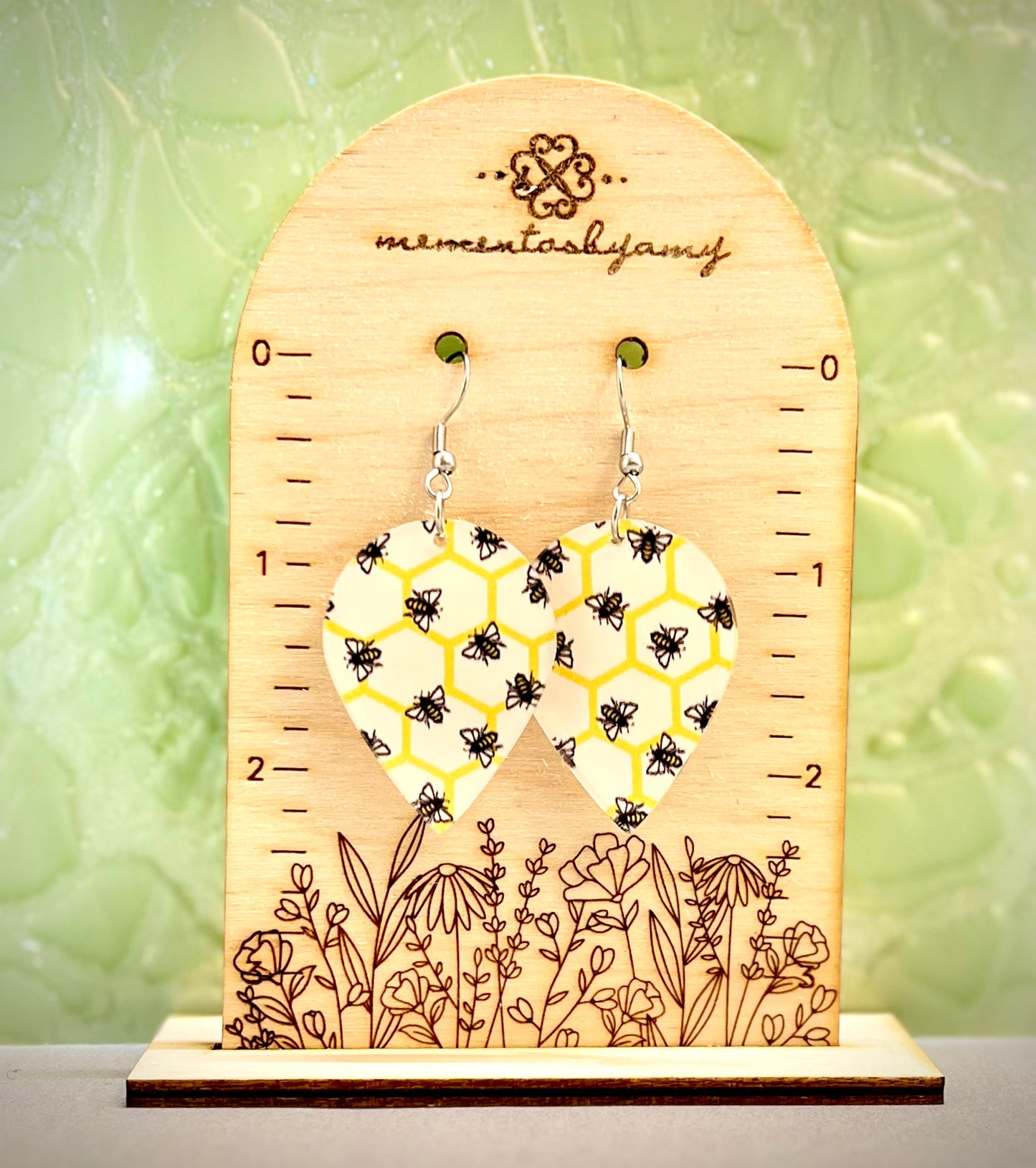 Bee and Honeycomb Drop Earrings