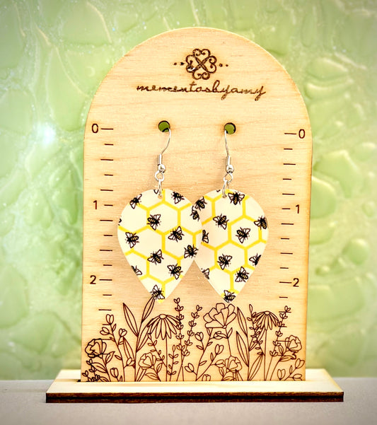 Bee and Honeycomb Drop Earrings
