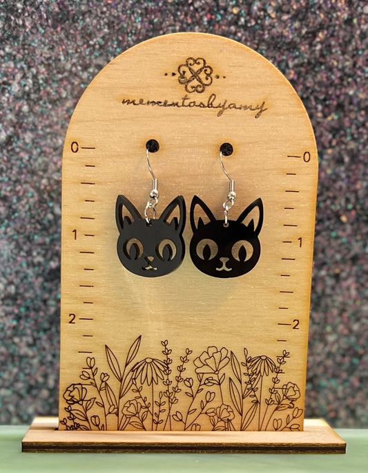 Black Cat Head Earrings