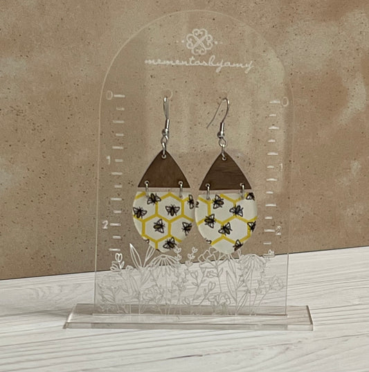 Bee & Wood Dangle Earrings